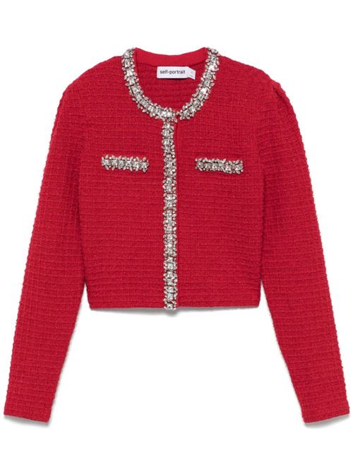 Cardigan con strass SELF PORTRAIT | RS25918CRED